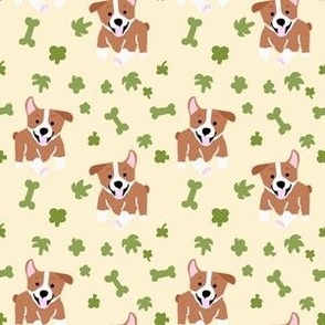 Brown dogs with clover