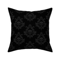 Charcoal grey damask on black 