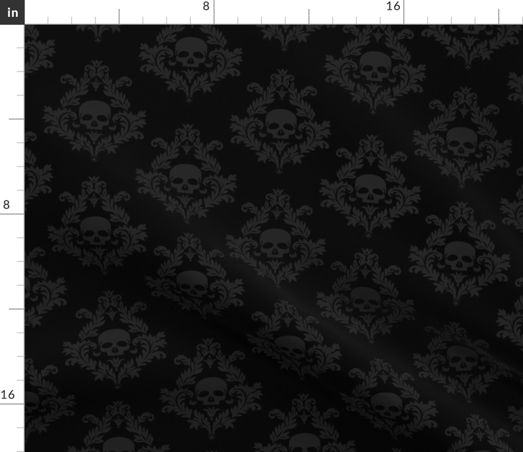 Charcoal grey damask on black 