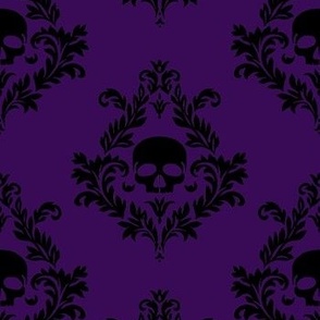 black damask on deep purple 