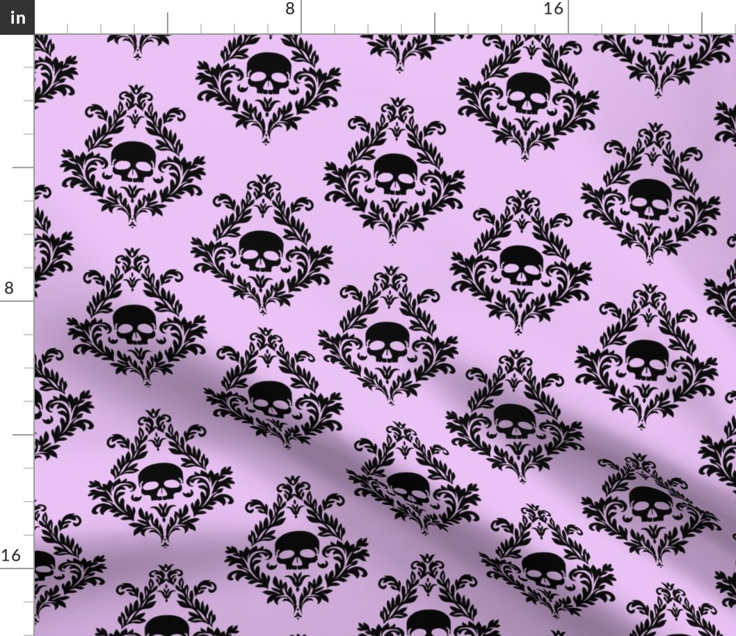 black damask on lavender