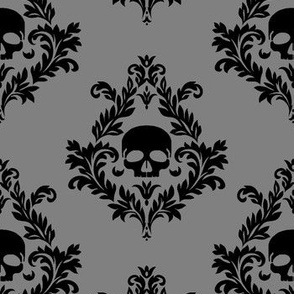 Black Damask Fabric, Wallpaper and Home Decor | Spoonflower