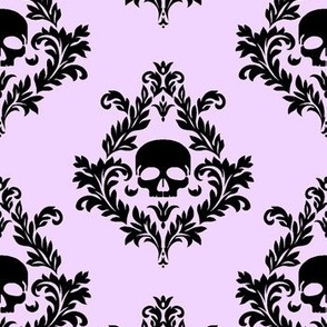 Black damask on pale purple background