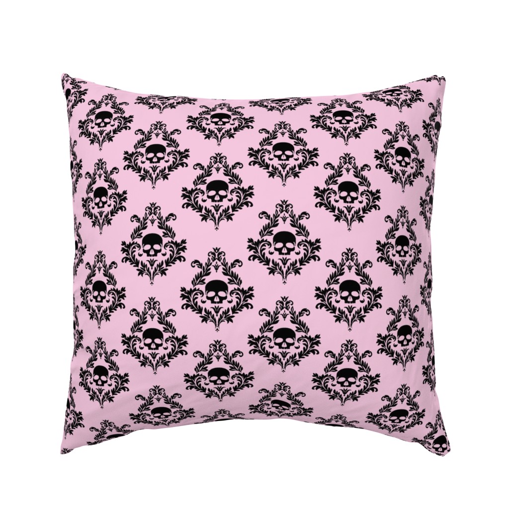 Black damask on Pink background 