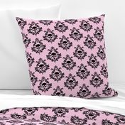 Black damask on Pink background 