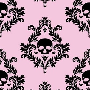 Black damask on Pink background 