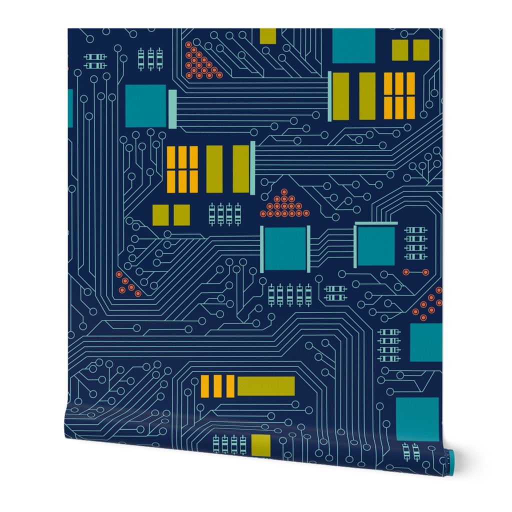 Y2k Motherboard Circuit Geek Computer Wallpaper Spoonflower