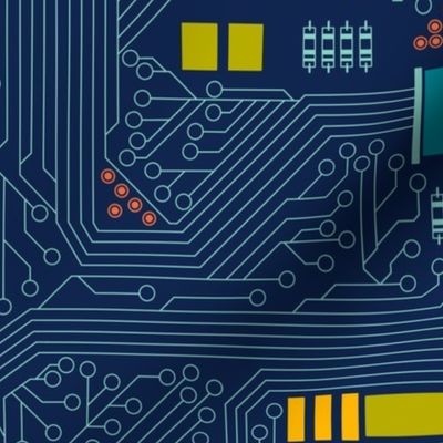 Y2K Motherboard Circuit Geek Computer Science blue colorful