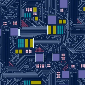 Motherboard Circuit Geek Computer Science blue purple colorful