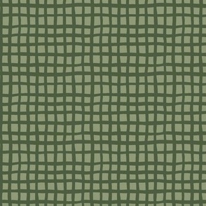 289 $ - Small scale sage green organic wonky check pattern - for home decor, soft furnishings and kids apparel 