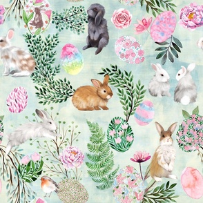 Easterbunnies, easter egg, rabbit, hare, bunny, spring, peonies