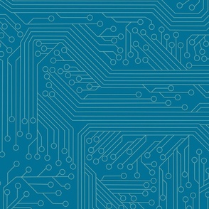 Circuit Board Geek Computer Science retro blue