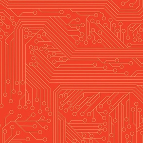 Circuit Board Geek Computer Science retro red