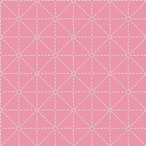 Pink and White Sashiko Geometry / Tiny Scale