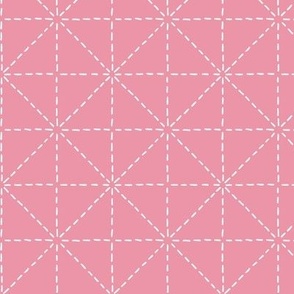 Pink and White Sashiko Geometry / Small scale