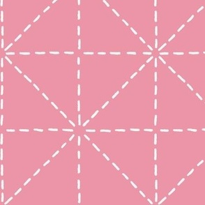 Pink and White Sashiko Geometry