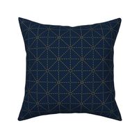 Blue and Gold Sashiko Geometry / Small Scale