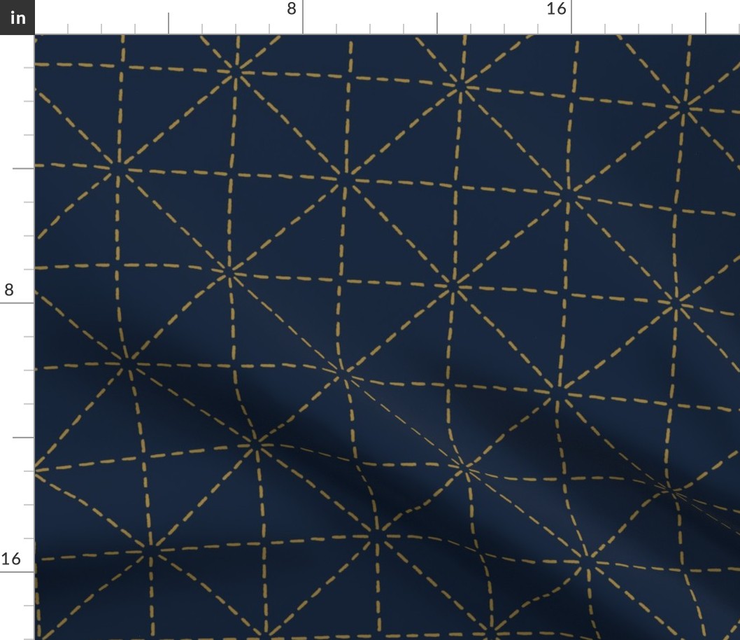 Blue and Gold Sashiko Geometry