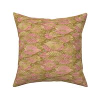 Pink and Gold Printed Leaves / Small Scale