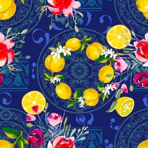 Mediterranean,Italian style,citrus,lemons,majolica pattern 