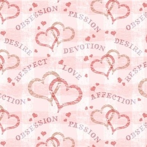 Valentine Love on Pink Gingham - English