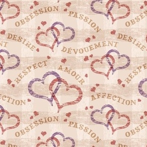 Valentine Love on Gold Gingham - French
