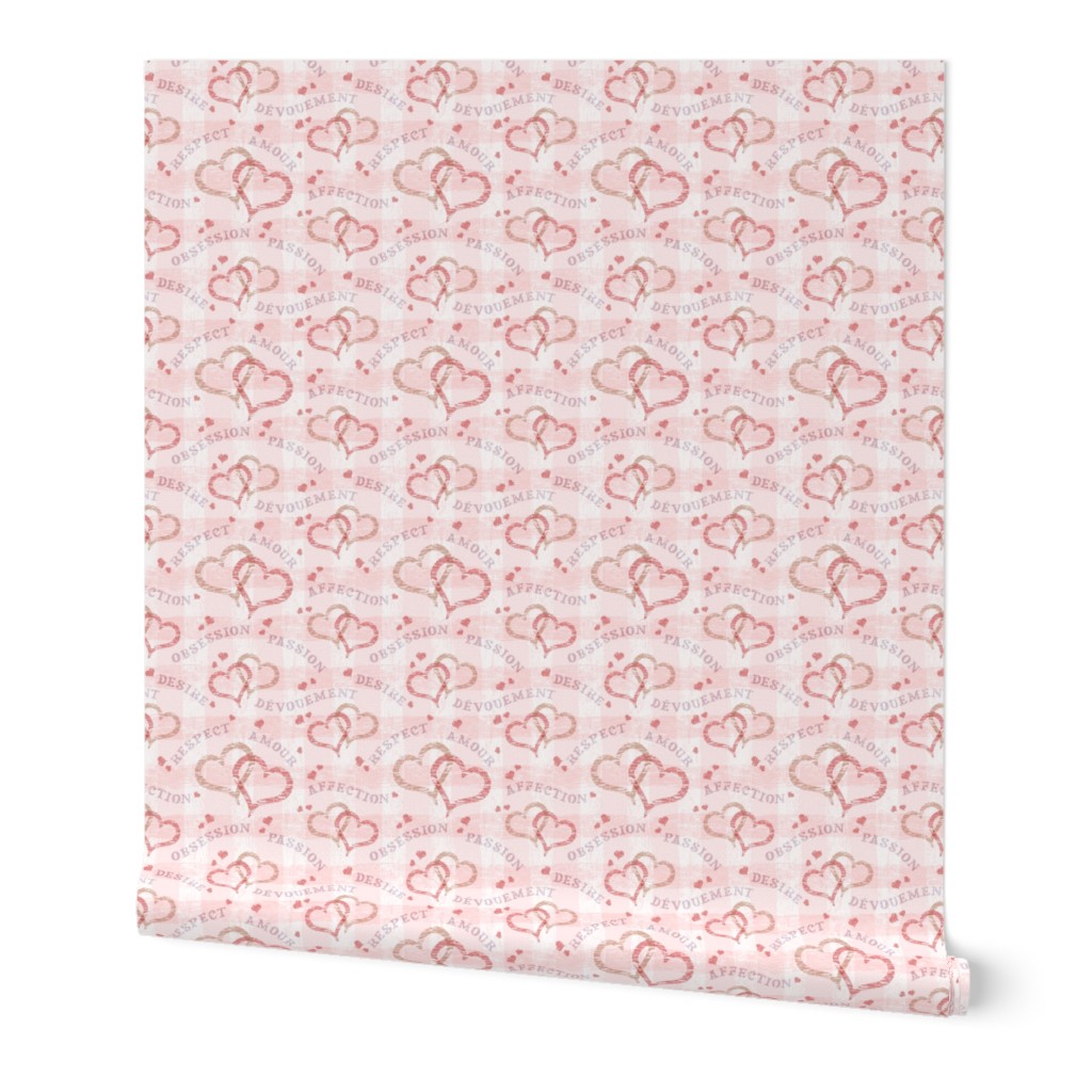 Valentine Love on Pink Gingham - French