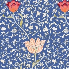 William Morris Medway tulips on blue