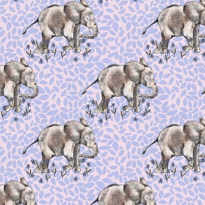 Baby elephant walk in daisies soft pink 