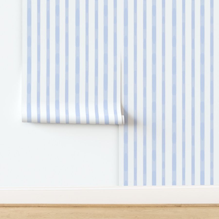 Light Blue Watercolor Stripes (Large Scale) 