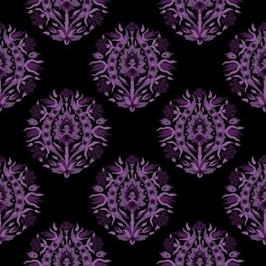Abstract Flower Seamless Pattern - Purple & Black