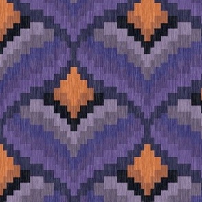 Bargello Heart in Halloween Purple and Orange