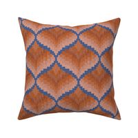 Bargello Ornament in Terracotta Brown and Blue
