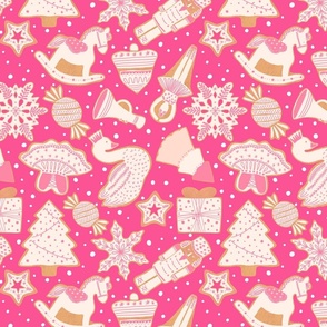 Gingerbread Cookies Nutcracker Ballet Christmas Holiday Pink