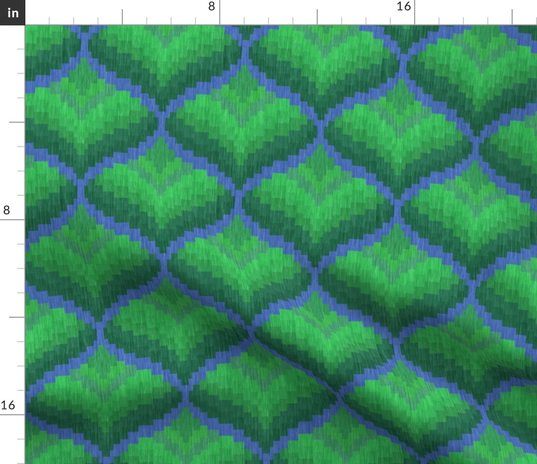 Bargello Ornament in Green and Blue