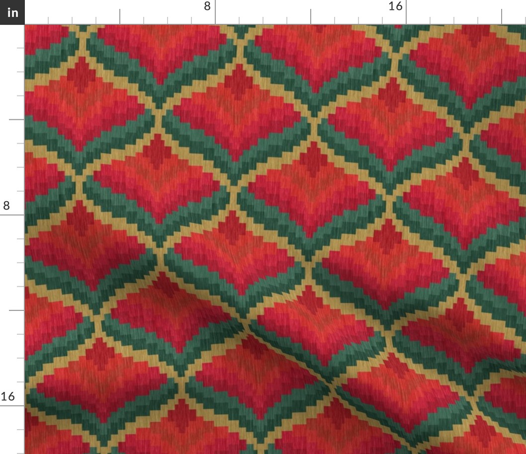 Bargello Blossom in Red and Green