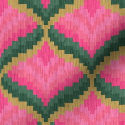Bargello Blossom in Pink and Green
