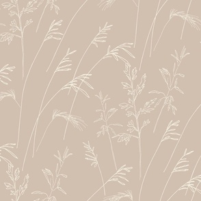 Hand drawn Grasses Greige