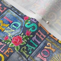 Fruit of the Spirit Embroidery on Grey Denim 