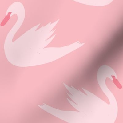 Large Swan Pattern, Girl Nursery Wallpaper