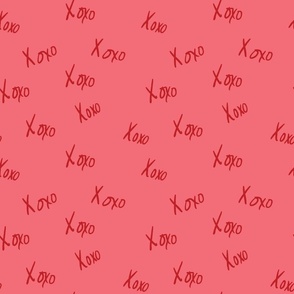 Medium Xoxo handwritten print, pink and red valentines day fabric