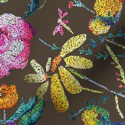 June Floral Pointillism Version // Charcoal 