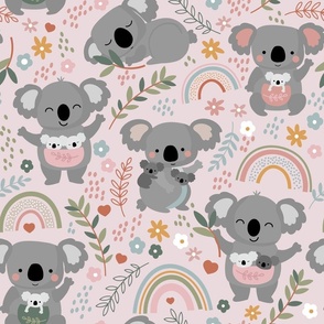 Koala Rainbow Fabric, Wallpaper and Home Decor