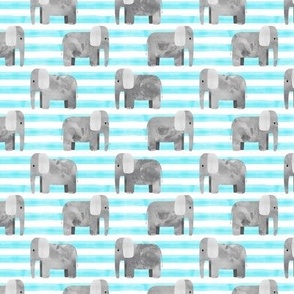 (small scale) elephants - blue stripes C22
