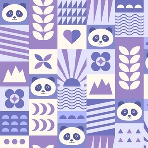 Large // Geo panda in purple.