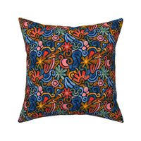 Happy Abstract Floral in Navy - Small