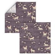 Unicorn Toile Small Purple Wallpaper