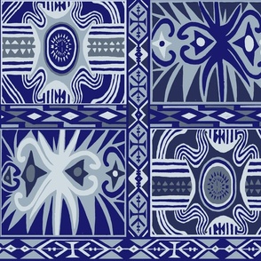 African Block Print - Blue Navy Gray - Design 12710863