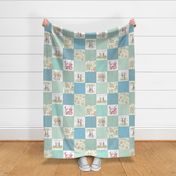 Love Some Bunny Patchwork Blanket Quilt, Cute Bunnies + Flowers for Girls, GL-quilt A