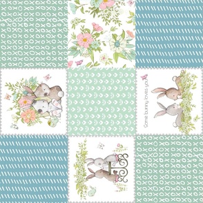 Love Some Bunny Patchwork Blanket Quilt, Cute Bunnies + Flowers for Girls, GL-quilt A rotated